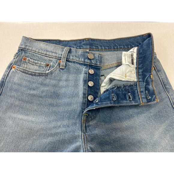 Levis High Rise Button-Fly Jeans Womens 28 Light Wash Raw Hem - Picture 3 of 12